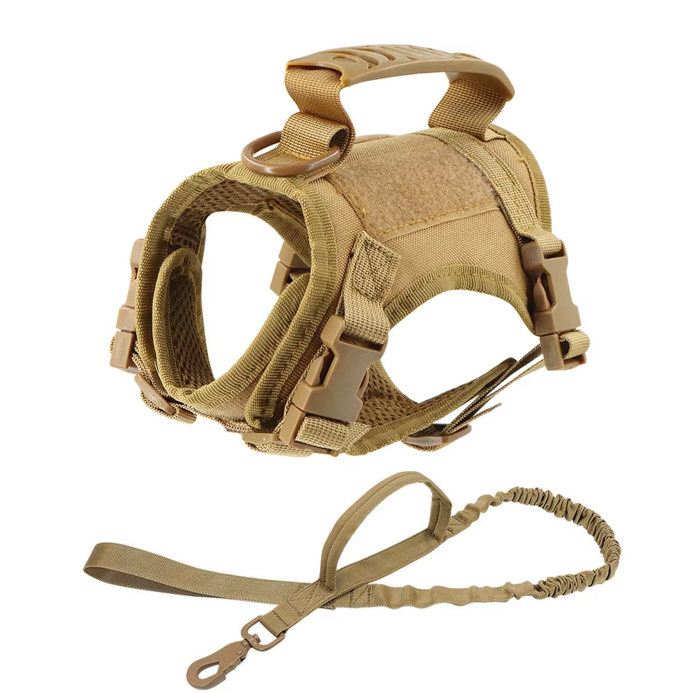 Adjustable Tactical Cat Harness for Walking - Escape-Proof Soft Mesh Vest with Control Handle for Large Cats and Small Dogs
