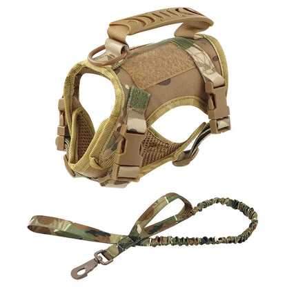 Adjustable Tactical Cat Harness for Walking - Escape-Proof Soft Mesh Vest with Control Handle for Large Cats and Small Dogs