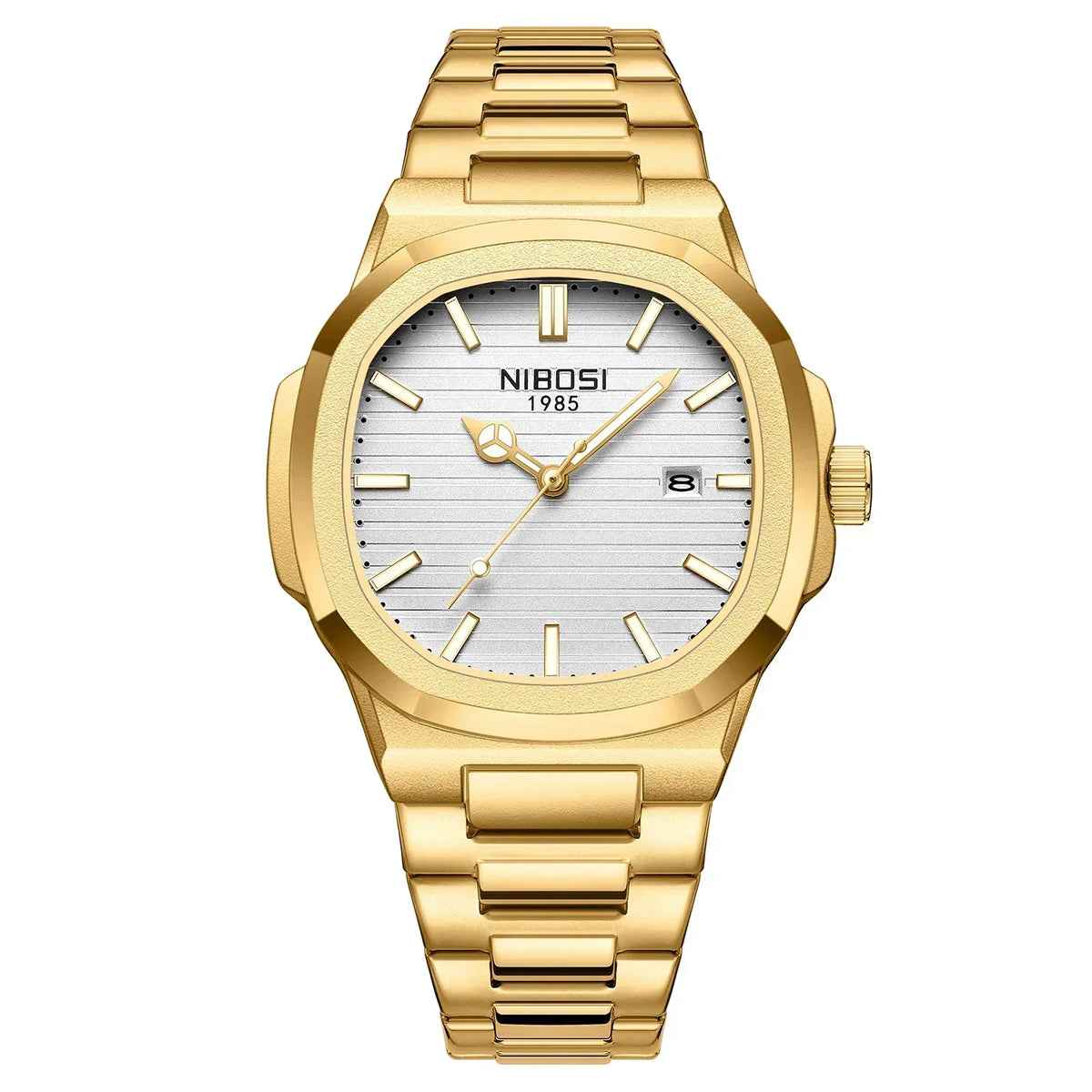 NIBOSI Brand Mens Watches Quartz Movement Watch Luxury Stainless Steel Calendar Waterproof Sport Simple Wristwatches for Man