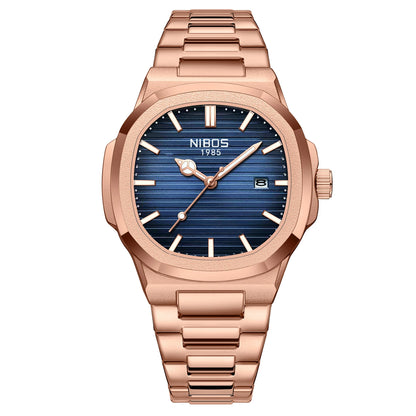 NIBOSI Brand Mens Watches Quartz Movement Watch Luxury Stainless Steel Calendar Waterproof Sport Simple Wristwatches for Man