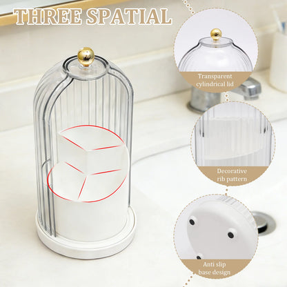 3 Slots Toothbrush Holders 360° Rotating Makeup Brush Organizer with Sliding Lid Plastic Countertop Storage Rack for Bathroom