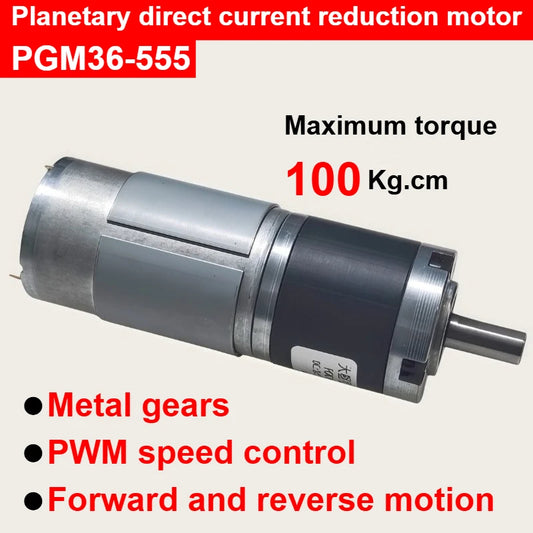 12V/24V 15W Planetary Gear DC Reduction Motor PGM36-555, 36MM Adjustable Speed with High Torque, CW/CCW Operation