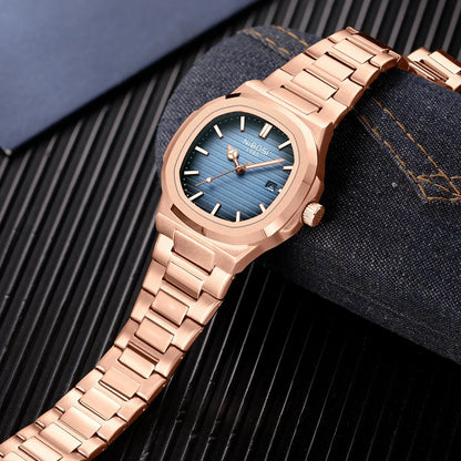 NIBOSI Brand Mens Watches Quartz Movement Watch Luxury Stainless Steel Calendar Waterproof Sport Simple Wristwatches for Man