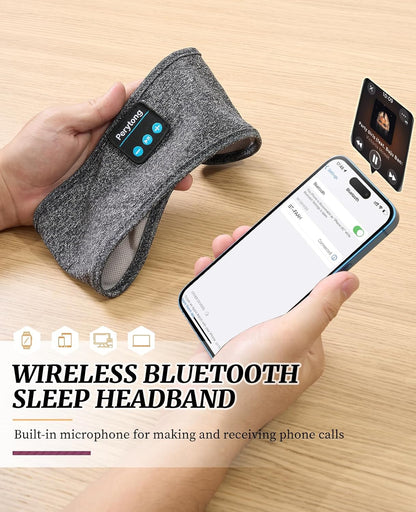 Sleep Headphones Wireless, Bluetooth Sports Headband Headphones with Ultra-Thin HD Stereo Speakers Perfect for Sleeping,Workout,Jogging,Yoga,Insomnia, Air Travel, Meditation (Grey)