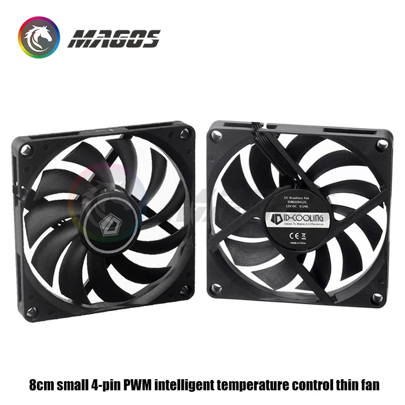 High-Performance 4-Pin PWM Chassis Cooling Fan with Smart Temperature Control, 80x80x10mm / 90x90x15mm