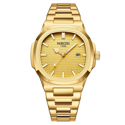 NIBOSI Brand Mens Watches Quartz Movement Watch Luxury Stainless Steel Calendar Waterproof Sport Simple Wristwatches for Man