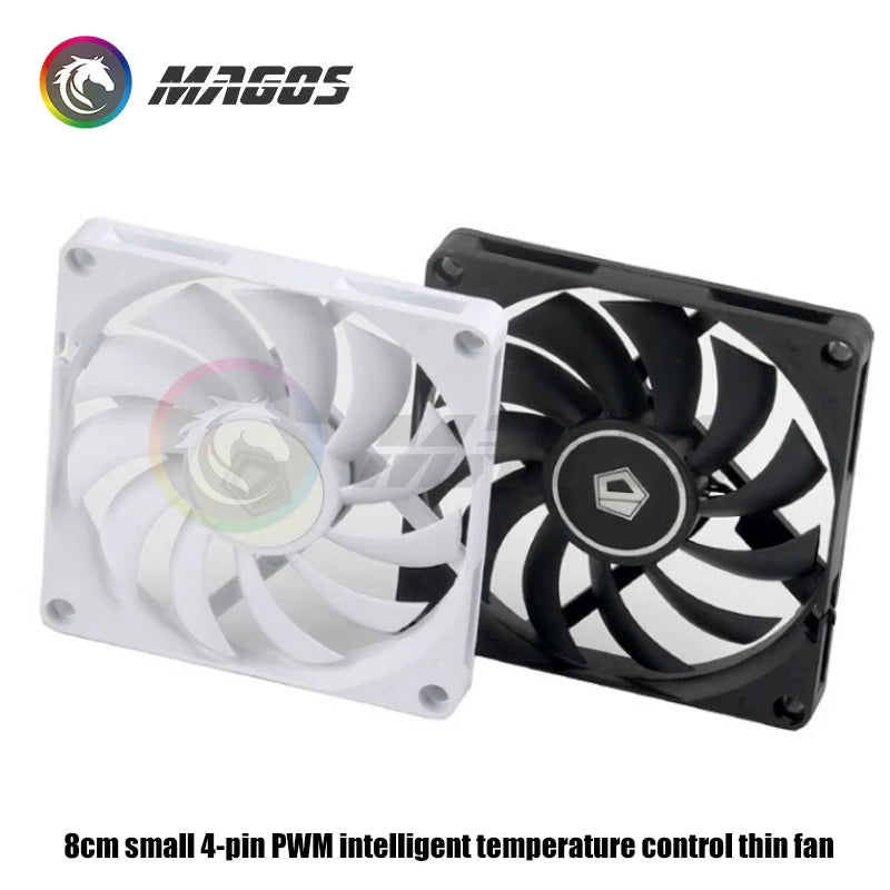 High-Performance 4-Pin PWM Chassis Cooling Fan with Smart Temperature Control, 80x80x10mm / 90x90x15mm
