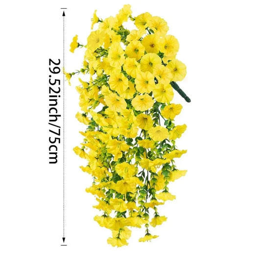 Durable Artificial Morning Glory Hanging Flowers UV Resistant Fake Garland for Home Garden Wedding Outdoor Party Decor